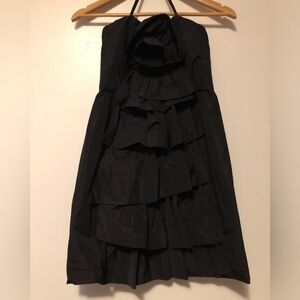 BCBGMaxAzria Black Strapless Ruffle Dress